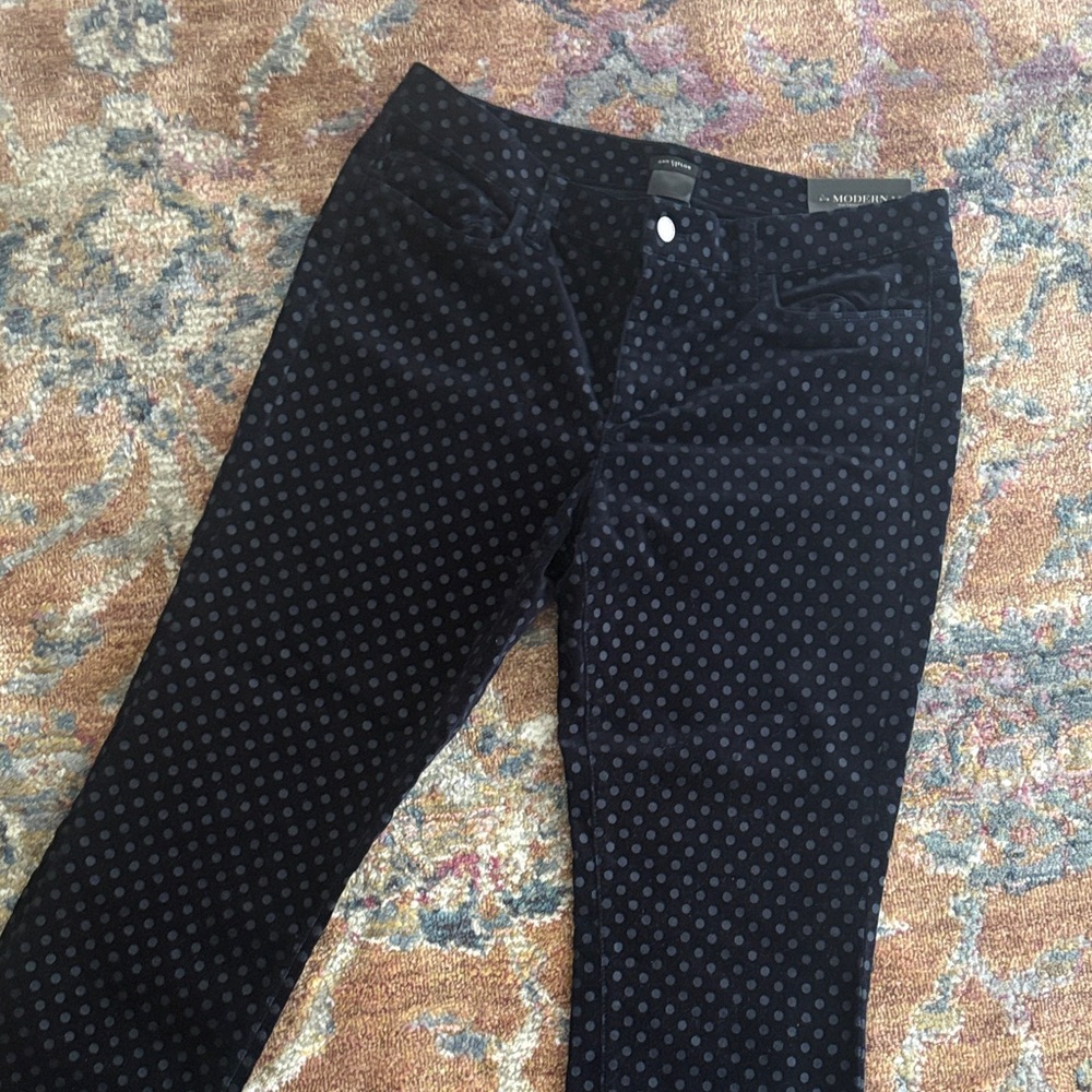 NWT Ann Taylor Navy Polka Dot Velvet Jeans